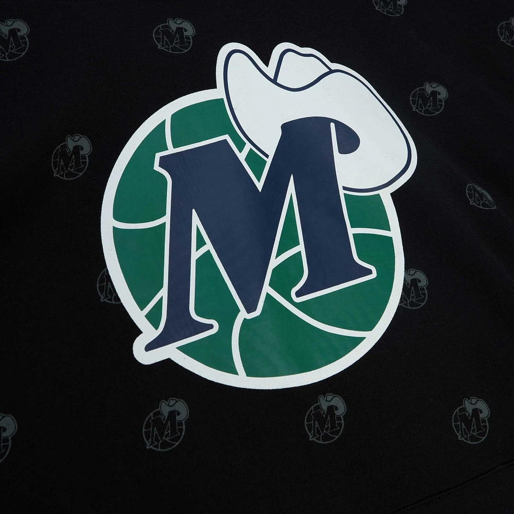 Sweat à capuche noir imprimé intégral Mitchell & Ness Dallas Mavericks Hardwood Classics pour hommes