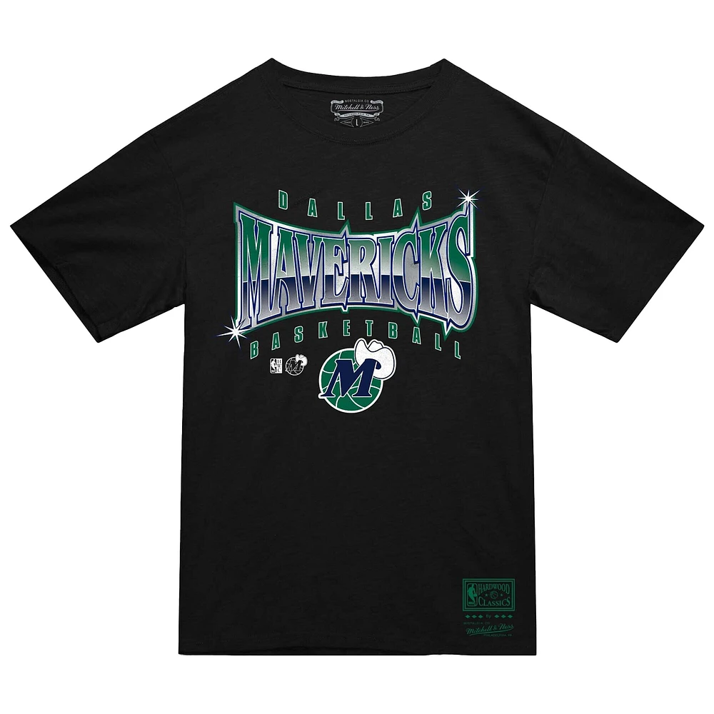 Men's Mitchell & Ness  Black Dallas Mavericks Worldwide Collection Glow Up T-Shirt