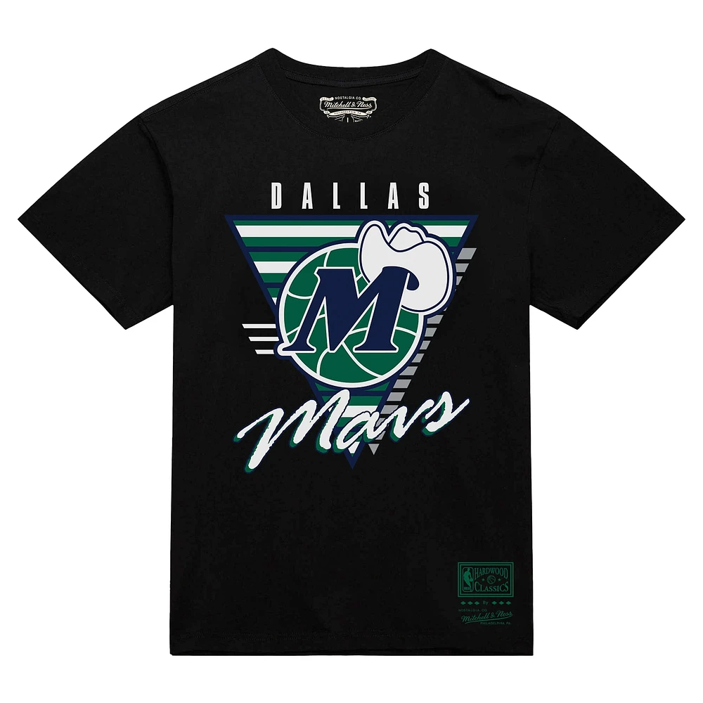 Men's Mitchell & Ness  Black Dallas Mavericks Worldwide Collection Tri-Logo T-Shirt