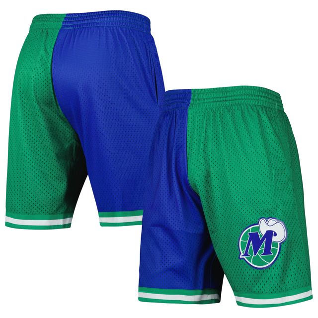 Short Swingman fendu Mitchell & Ness pour hommes bleu/vert Dallas Mavericks Hardwood Classics 1998