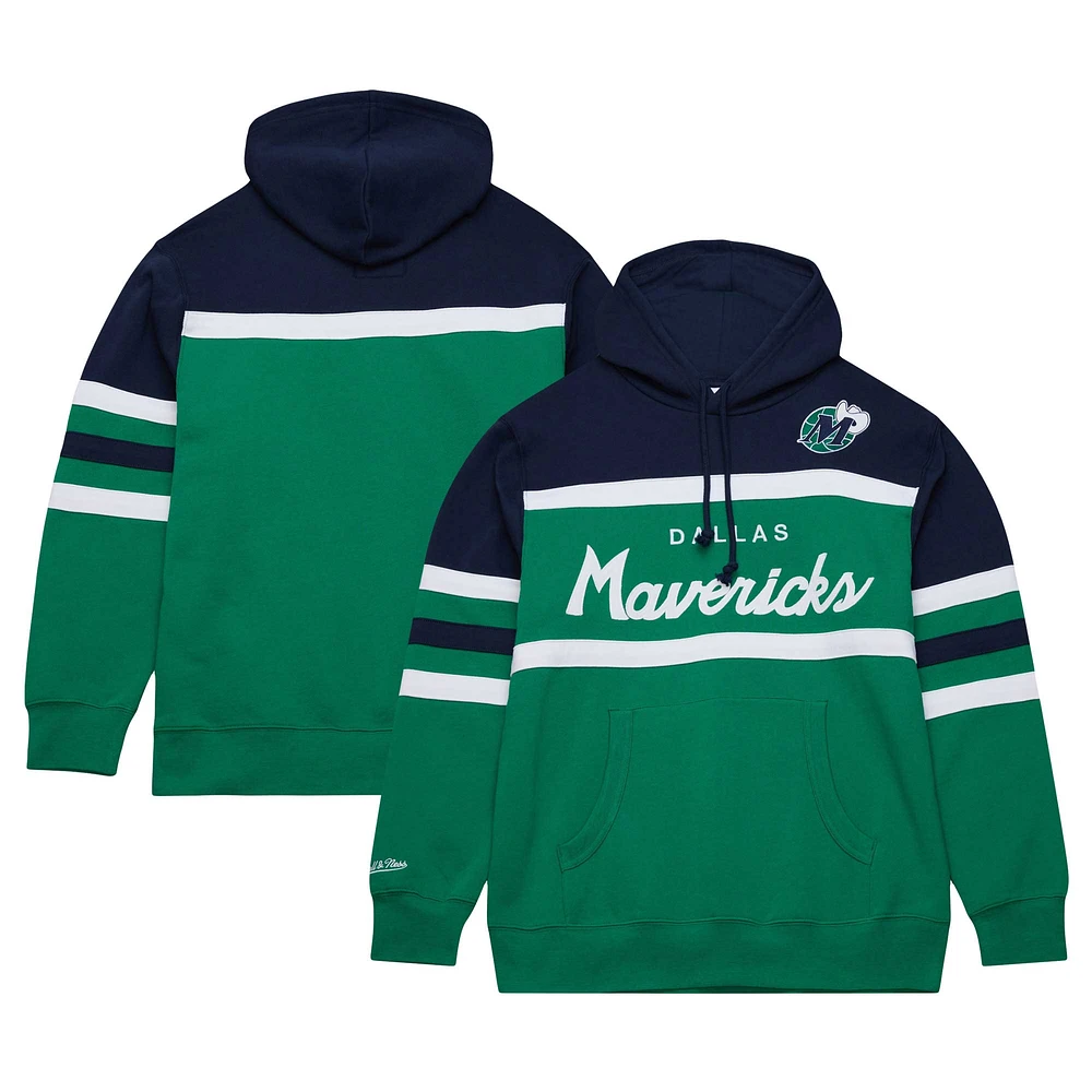 Men's Mitchell & Ness Green/Navy Dallas Mavericks Head Coach Pullover Hoodie