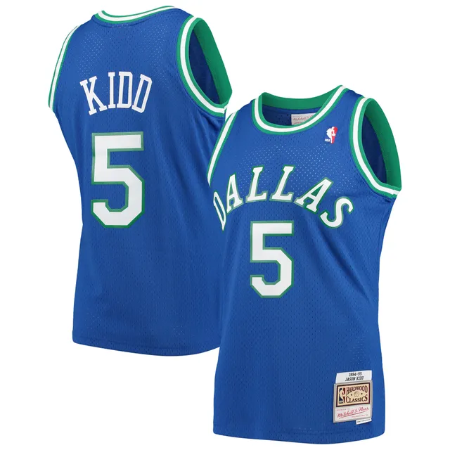 Jason Kidd Dallas Mavericks Mitchell & Ness 1994/95 Hardwood Classics  Fadeaway Swingman Player Jersey - Green/Navy