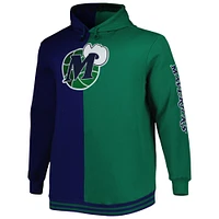 Men's Mitchell & Ness Navy/Green Dallas Mavericks Big Tall Hardwood Classics Split Pullover Hoodie