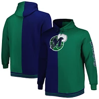 Men's Mitchell & Ness Navy/Green Dallas Mavericks Big Tall Hardwood Classics Split Pullover Hoodie