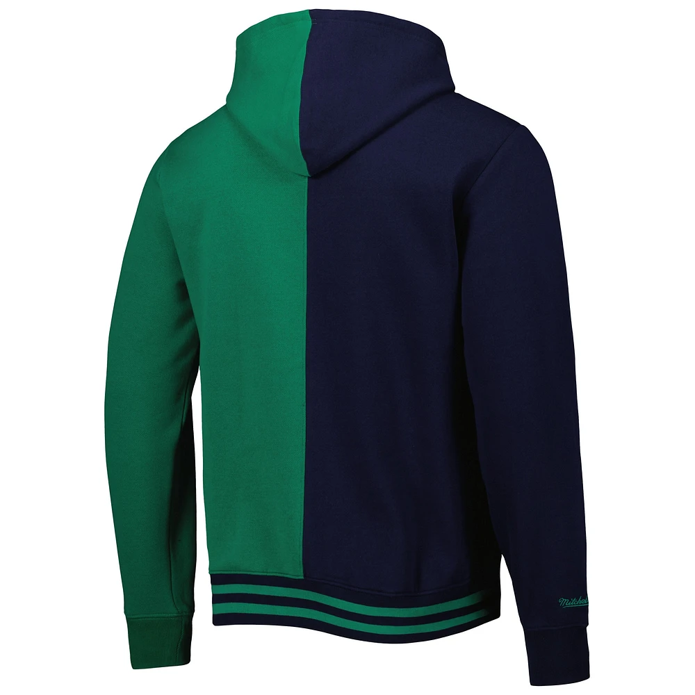 Men's Mitchell & Ness Navy/Green Dallas Mavericks Hardwood Classics Split Pullover Hoodie