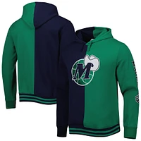 Men's Mitchell & Ness Navy/Green Dallas Mavericks Hardwood Classics Split Pullover Hoodie