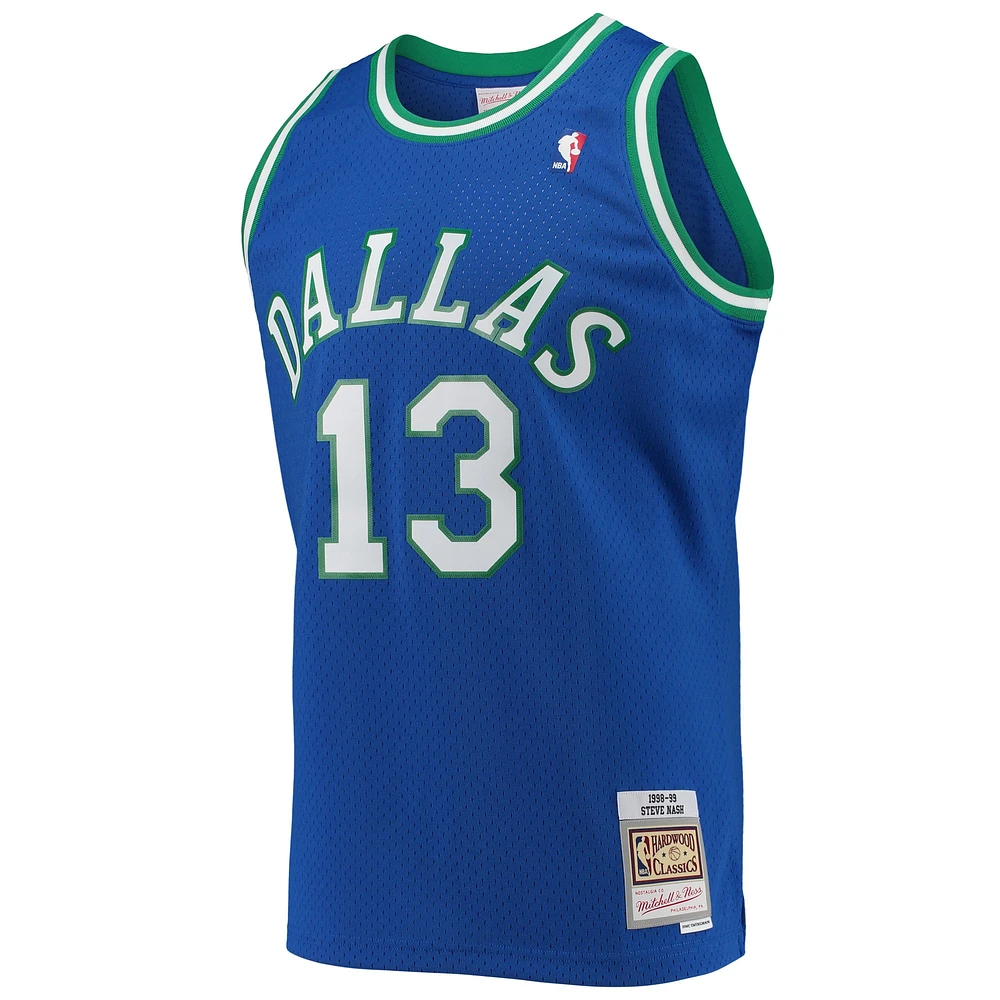 Men's Mitchell & Ness Steve Nash Blue Dallas Mavericks 1998/99 Hardwood Classics Swingman Jersey