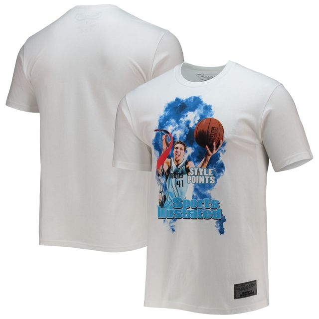 T-shirt blanc de joueur des Dallas Mavericks Dirk Nowitzki Mitchell & Ness x Sports Illustrated pour hommes