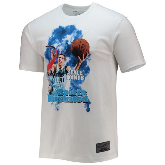 T-shirt blanc de joueur des Dallas Mavericks Dirk Nowitzki Mitchell & Ness x Sports Illustrated pour hommes