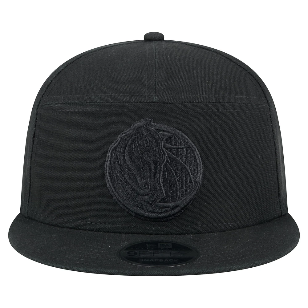 Men's New Era Black Dallas Mavericks Adventure Canvas Split Panel 9FIFTY Snapback Hat
