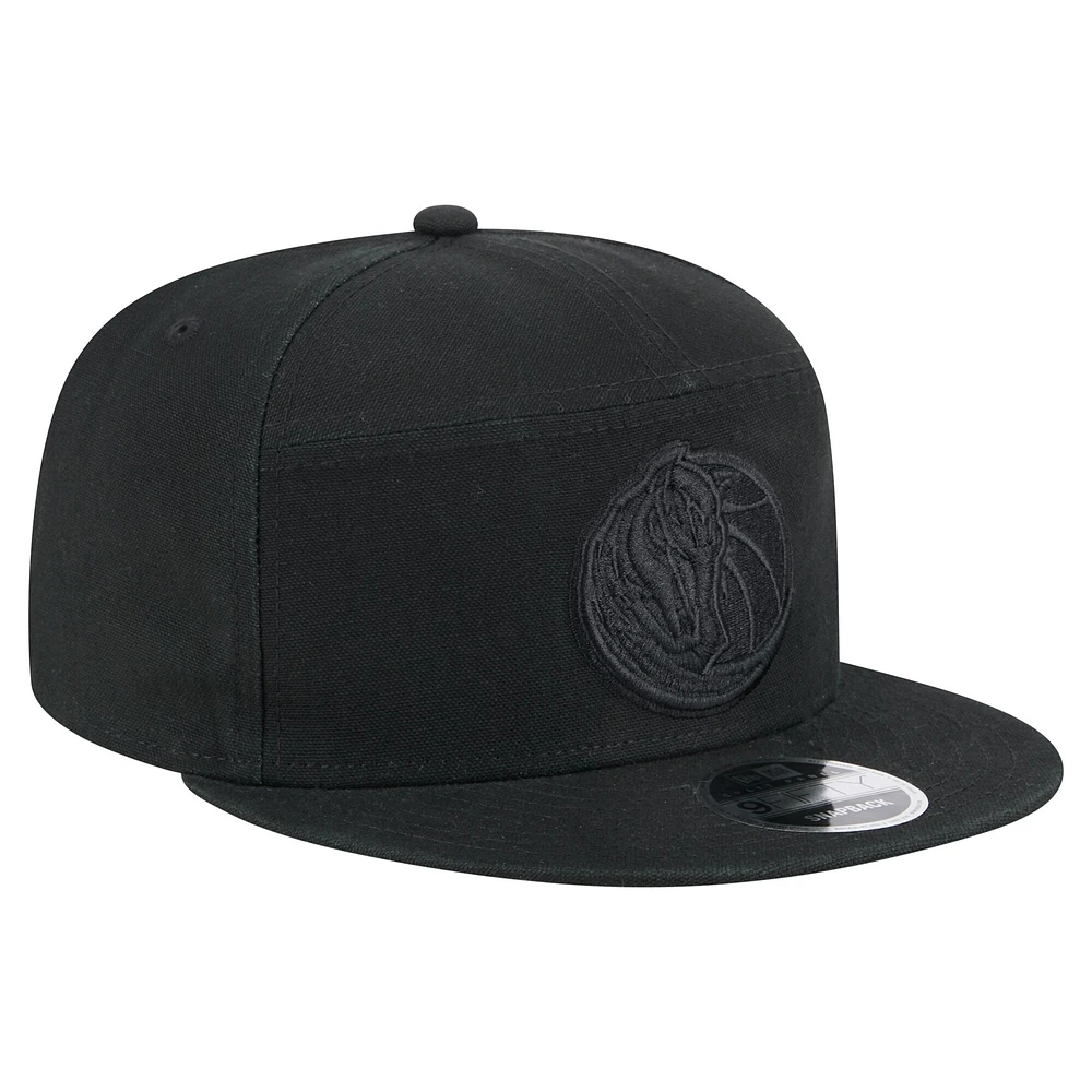 Men's New Era Black Dallas Mavericks Adventure Canvas Split Panel 9FIFTY Snapback Hat