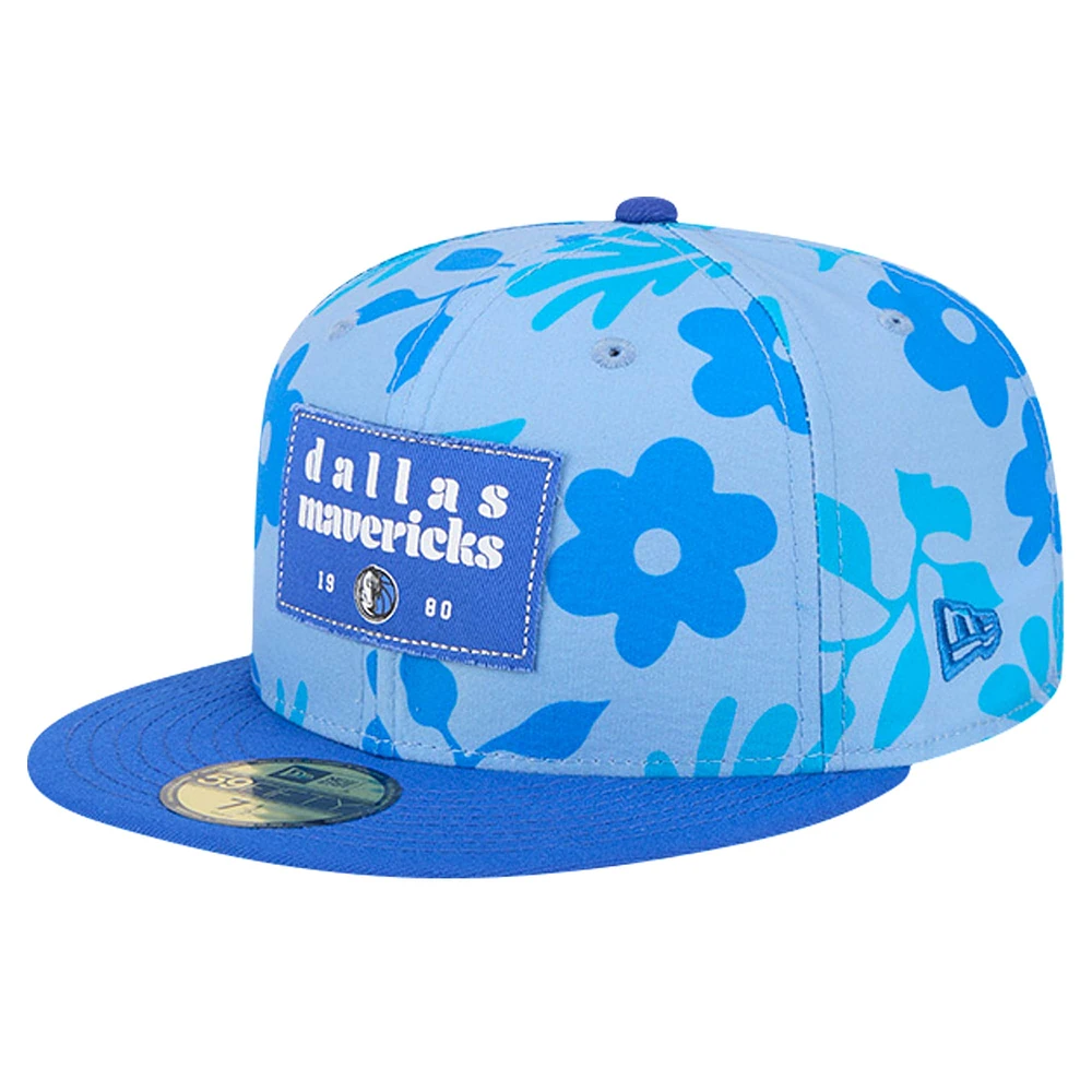 Men's New Era Blue Dallas Mavericks Palm Fronds 2-Tone 59FIFTY Fitted Hat