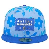 Men's New Era Blue Dallas Mavericks Palm Fronds 2-Tone 59FIFTY Fitted Hat