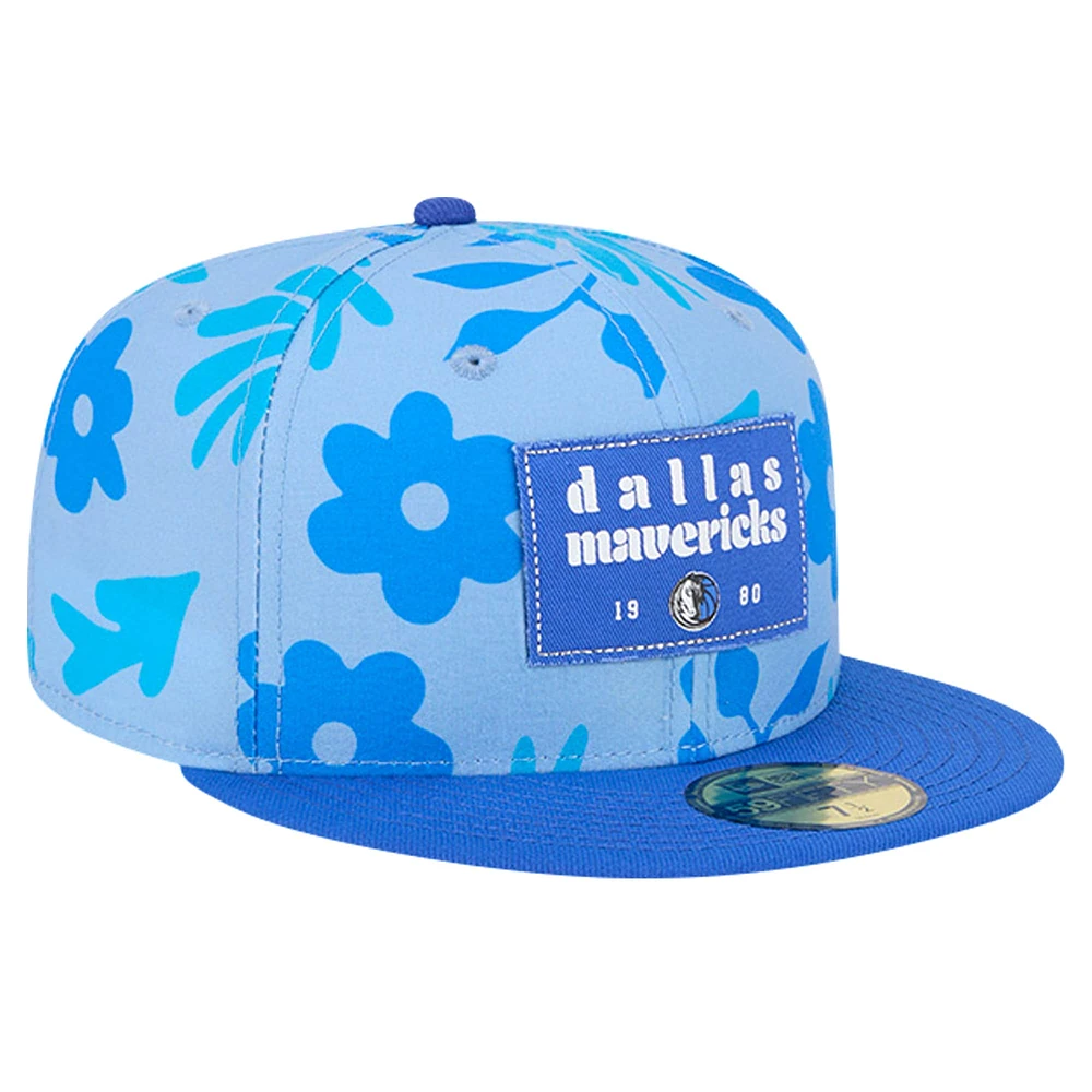 Men's New Era Blue Dallas Mavericks Palm Fronds 2-Tone 59FIFTY Fitted Hat