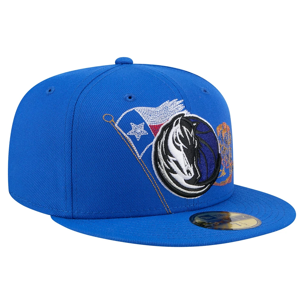 Casquette ajustée 59FIFTY bleue New Era Dallas Mavericks State Stitch pour homme