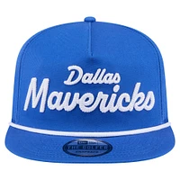 Casquette snapback de golfeur New Era bleue avec texte de l'équipe des Dallas Mavericks pour homme
