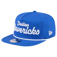 Casquette snapback de golfeur New Era bleue avec texte de l'équipe des Dallas Mavericks pour homme