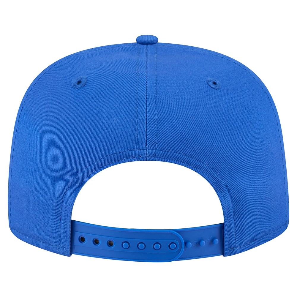Casquette snapback de golfeur New Era bleue avec texte de l'équipe des Dallas Mavericks pour homme