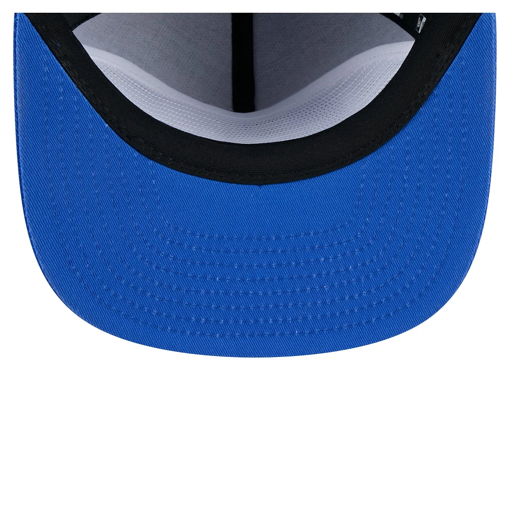 Casquette snapback de golfeur New Era bleue avec texte de l'équipe des Dallas Mavericks pour homme