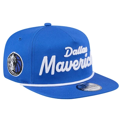 Casquette snapback de golfeur New Era bleue avec texte de l'équipe des Dallas Mavericks pour homme