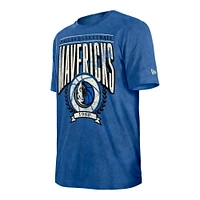 T-shirt New Era bleu Dallas Mavericks rétro pour homme, coupe boxy, délavé minéral