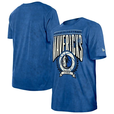 T-shirt New Era bleu Dallas Mavericks rétro pour homme, coupe boxy, délavé minéral