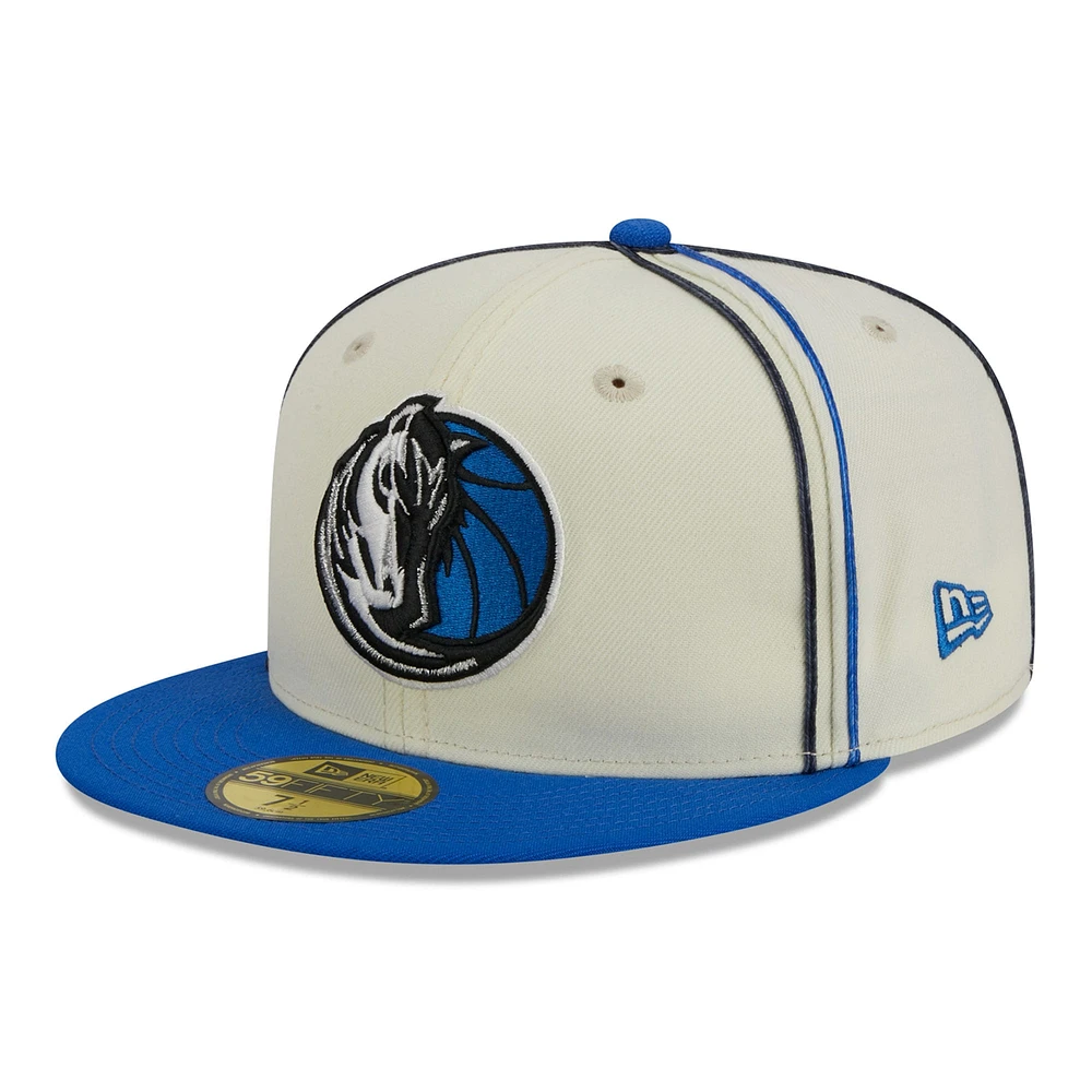 Casquette ajustée 59FIFTY 2 tons New Era crème/bleu Dallas Mavericks pour hommes