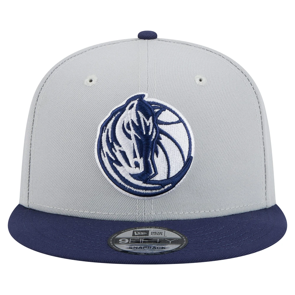 Men's New Era Gray/Navy Dallas Mavericks Color Pack 2-Tone 9FIFTY Snapback Hat