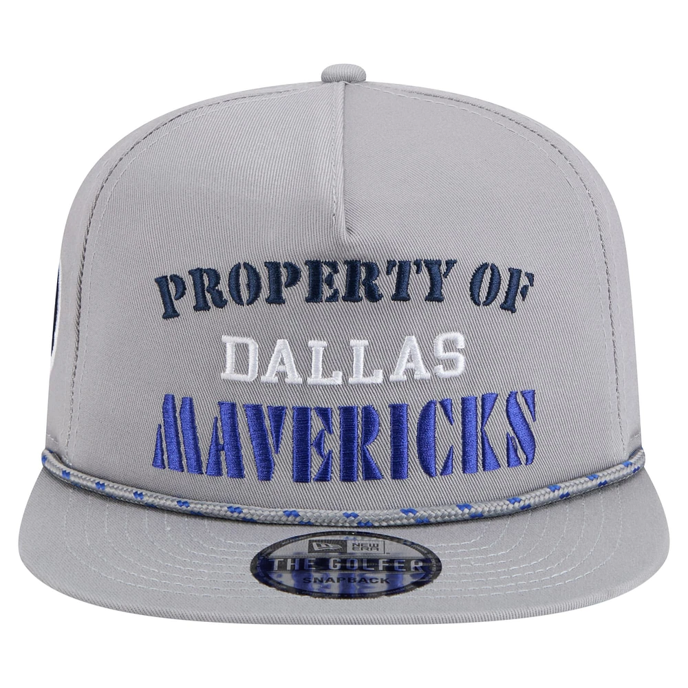 Men's New Era Gray Dallas Mavericks Throwback Property Of Golfer Snapback Hat