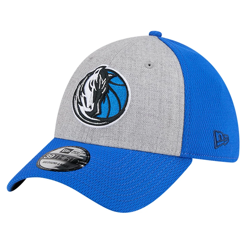 Men's New Era Heather Gray/Blue Dallas Mavericks Two-Tone 39THIRTY Flex Hat