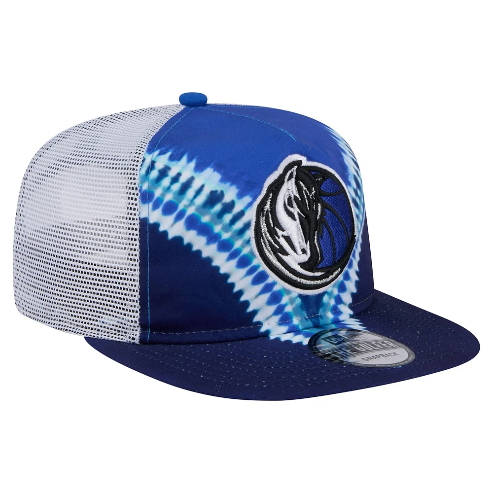Men's New Era Navy/Blue Dallas Mavericks Throwback Dye Golfer Snapback Hat