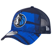 Men's New Era Navy/Blue Dallas Mavericks Tip Off A-Frame Trucker 9FORTY Adjustable Hat