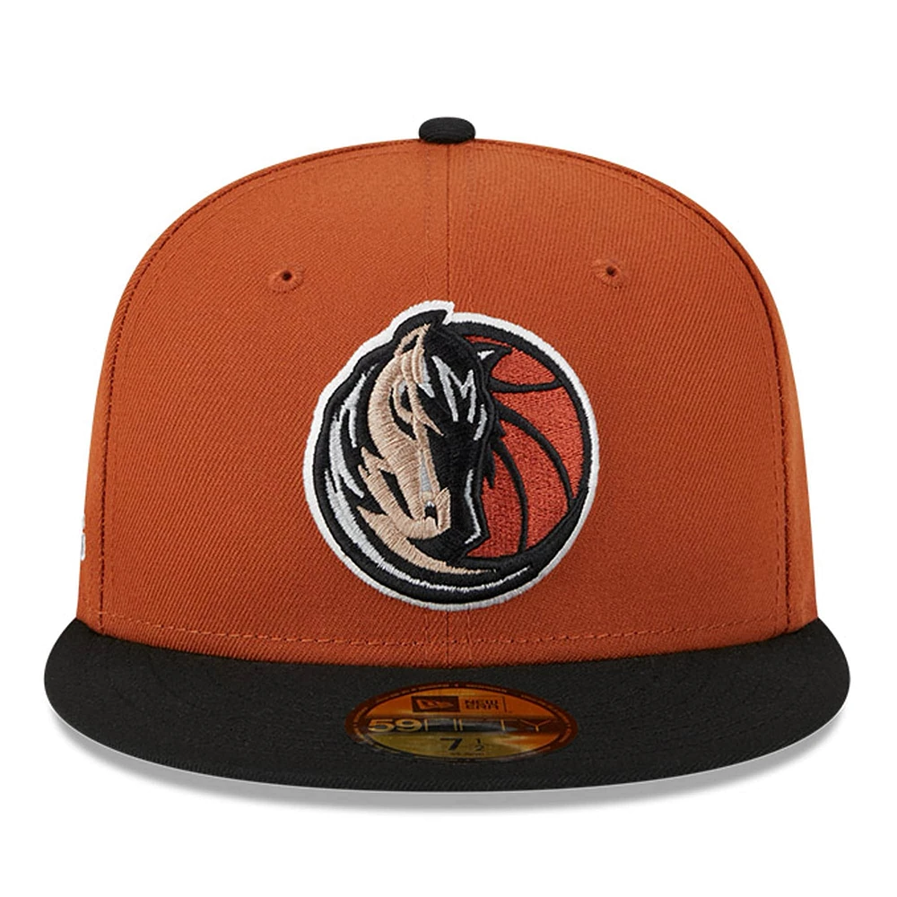 Casquette ajustée bicolore 59FIFTY Dallas Mavericks New Era pour hommes, rouille/noir