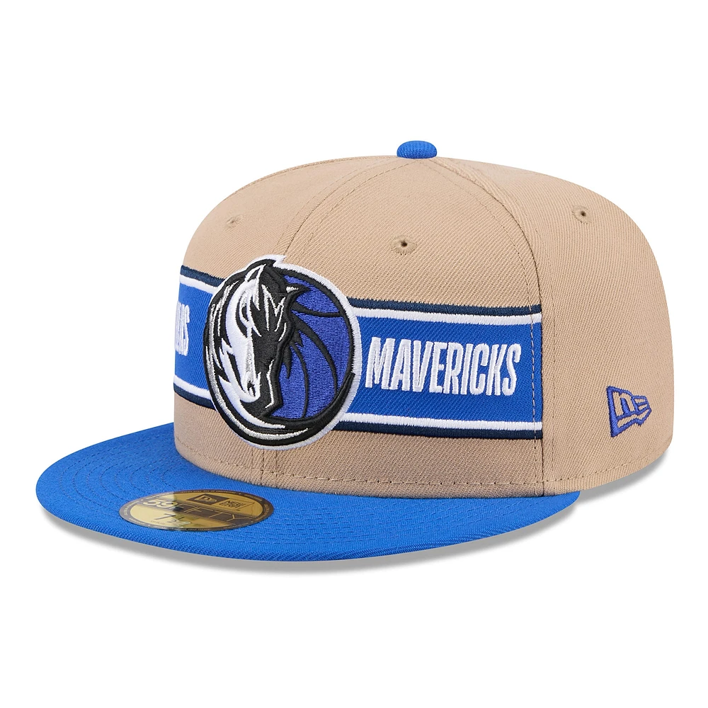 Men's New Era Tan/Blue Dallas Mavericks 2024 NBA Draft 59FIFTY Fitted Hat