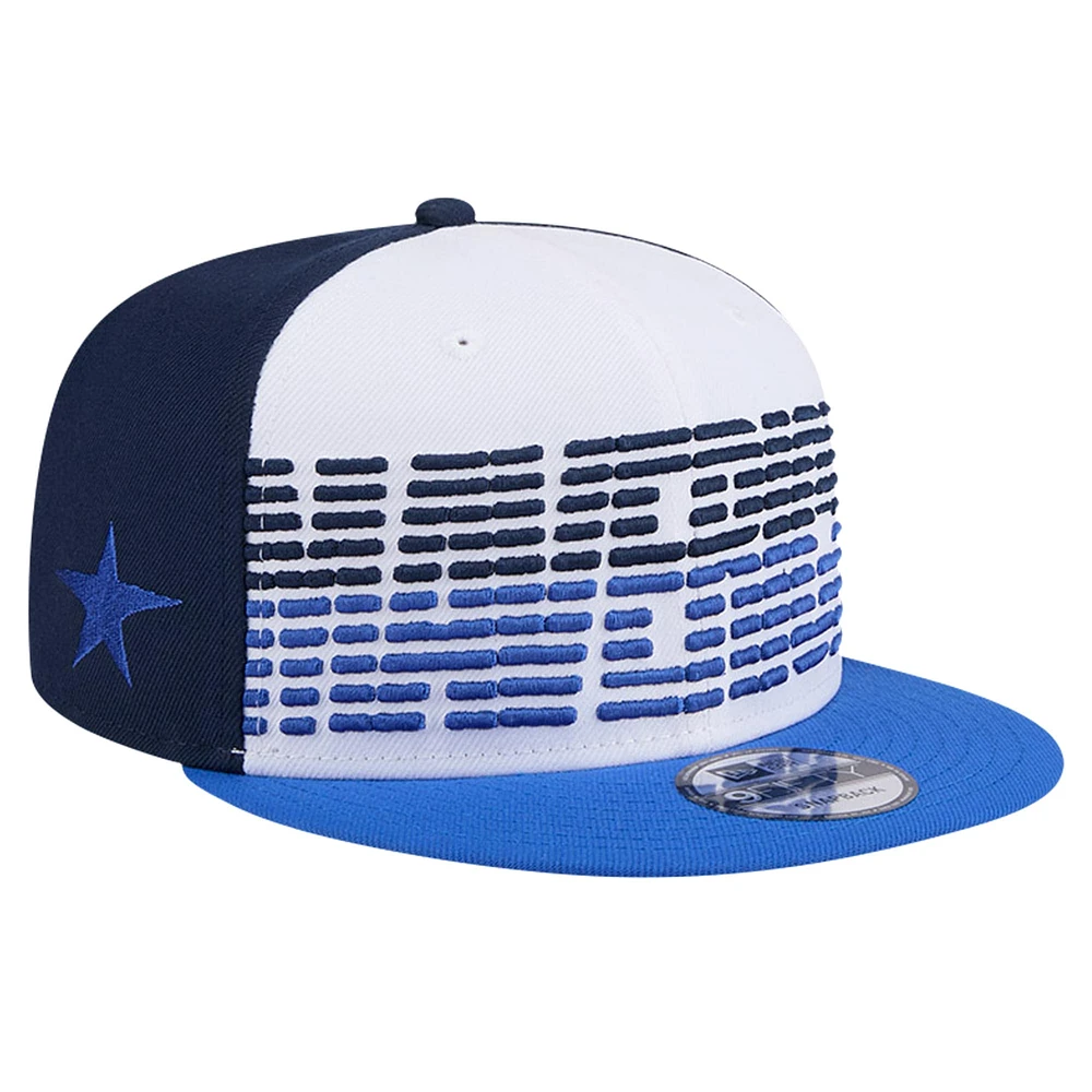 Men's New Era White/Blue Dallas Mavericks Throwback Gradient Tech Font 9FIFTY Snapback Hat