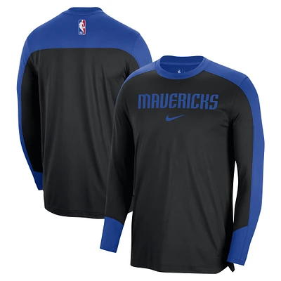 Maillot de tir à manches longues authentique d'avant-match Nike Dallas Mavericks 2024/25 pour homme, noir