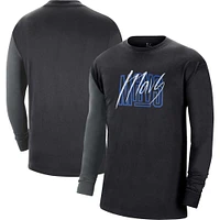 T-shirt à manches longues Nike Dallas Mavericks Courtside Versus Flight MAX90 pour homme, noir