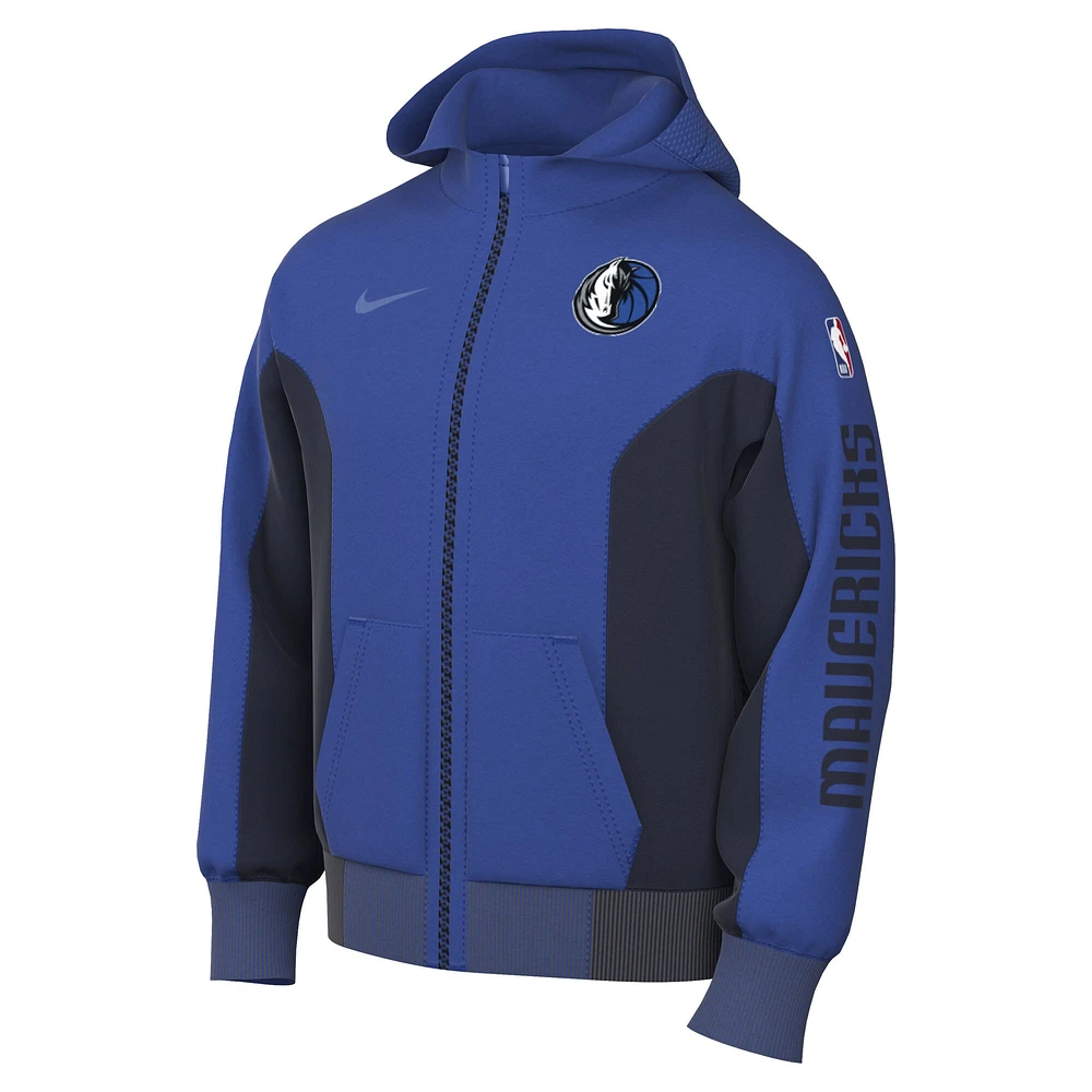 Sweat à capuche entièrement zippé Nike bleu Dallas Mavericks 2023/24 Authentic Showtime pour homme