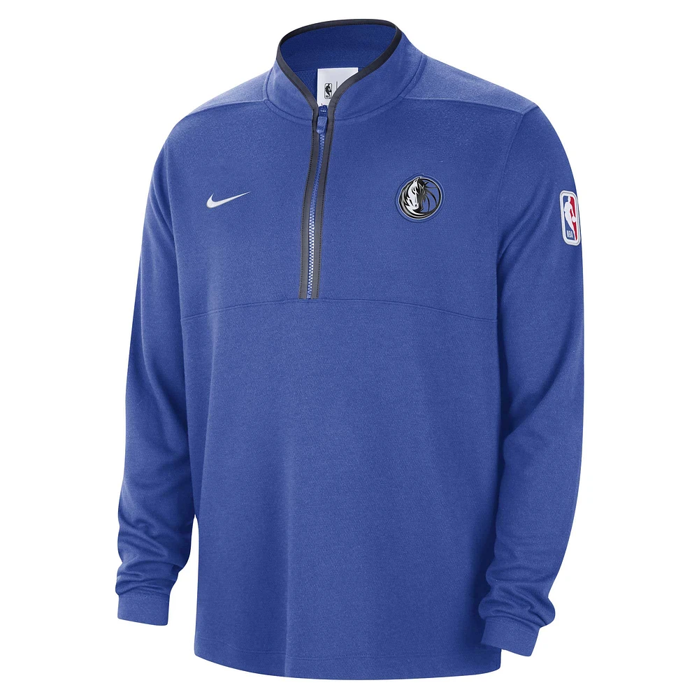 Veste à demi-zip Nike Dallas Mavericks Authentic Performance pour homme, bleue