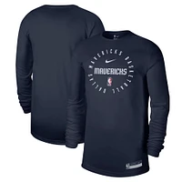 Men's Nike Navy Dallas Mavericks 2024/25 Legend On-Court Practice Long Sleeve T-Shirt