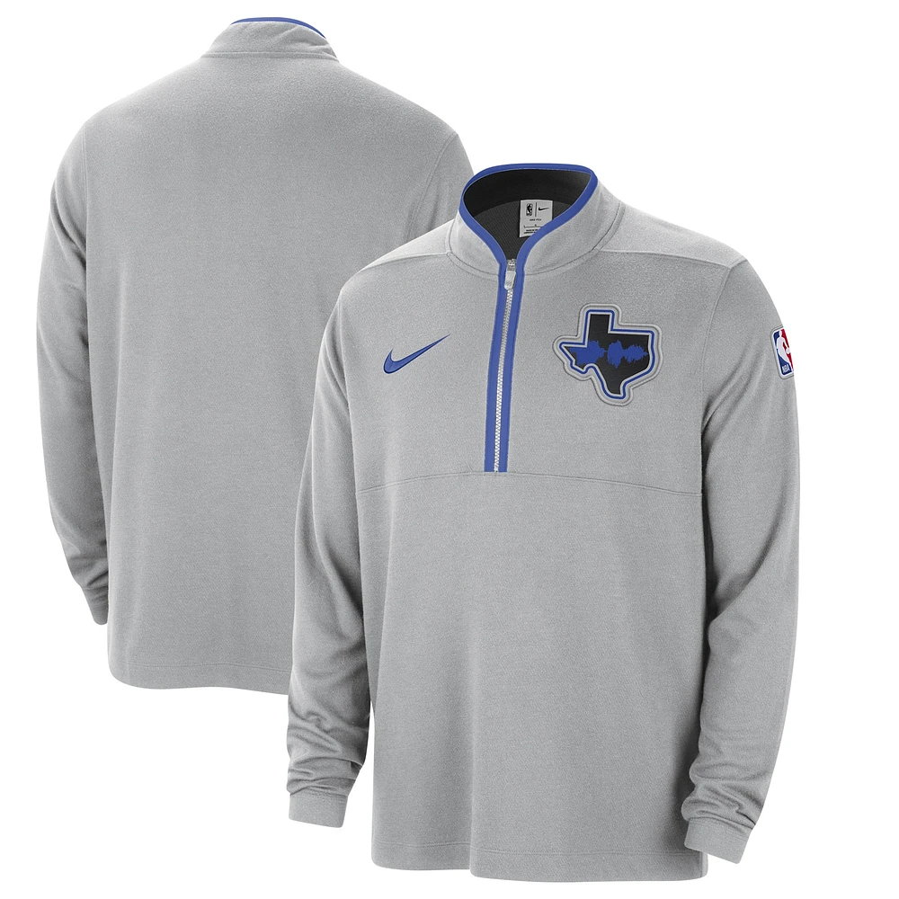 Haut à demi-zip Nike Silver Dallas Mavericks 2023/24 City Edition Authentic Coaches pour homme