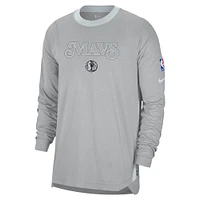 T-shirt de tir à manches longues Nike Silver Dallas Mavericks 2024/25 City Edition Authentic Pregame Performance pour homme