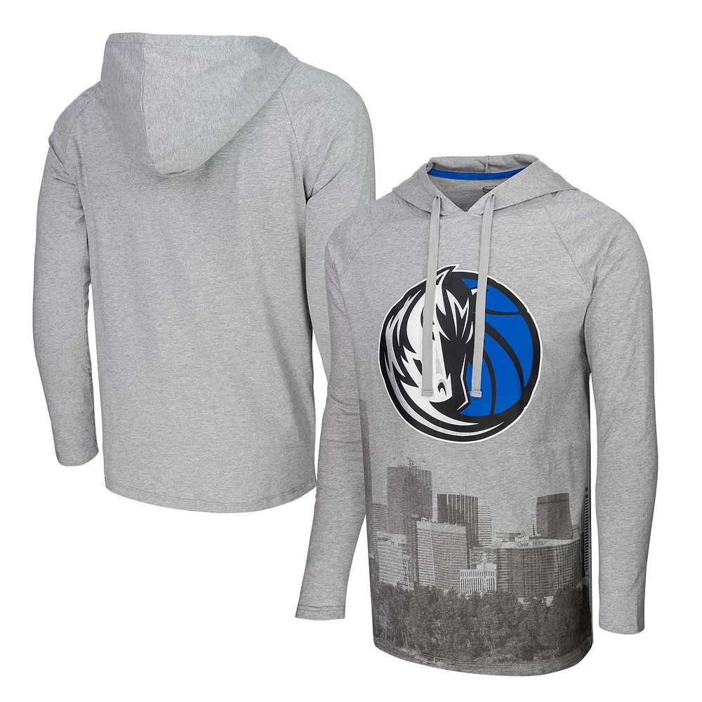 Men's Stadium Essentials Heather Gray Dallas Mavericks Atrium Raglan Long Sleeve Hoodie T-Shirt