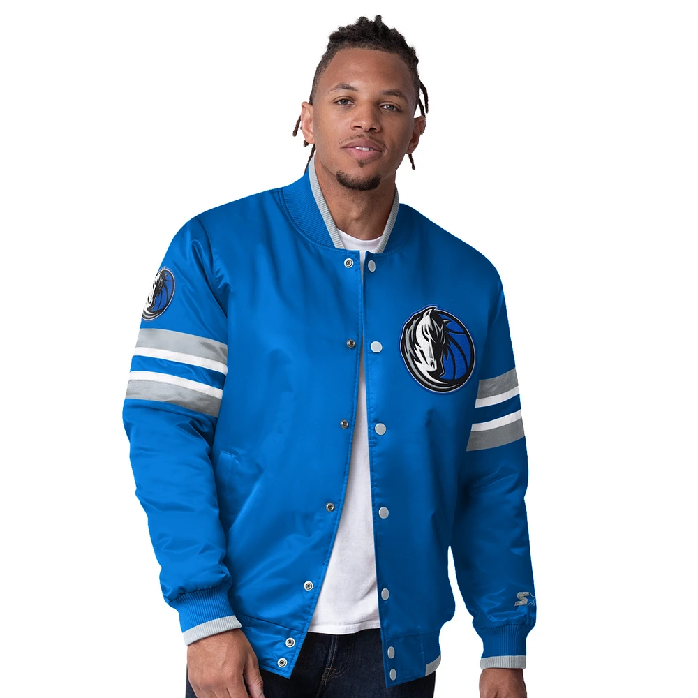 Veste universitaire à boutons-pression Dallas Mavericks Scout I pour homme, bleu