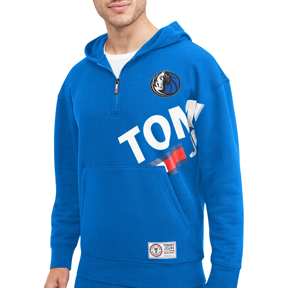 Men's Tommy Jeans Blue Dallas Mavericks Bernard Half-Zip Hoodie