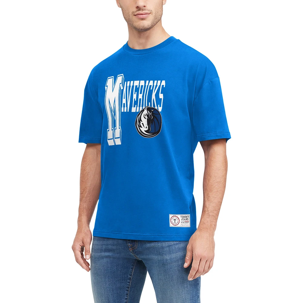 T-shirt Tommy Jeans pour homme des Dallas Mavericks Mel Varsity bleu