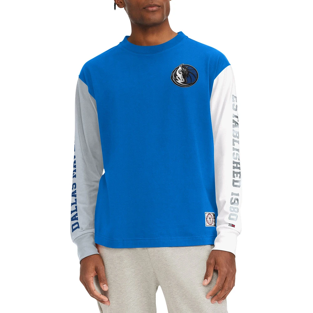 T-shirt à manches longues Tommy Jeans pour homme Royal Dallas Mavericks Richie color block