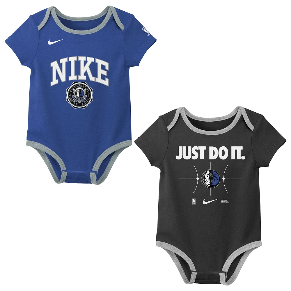Newborn Nike Blue/Black Dallas Mavericks Just Do It Two-Pack Bodysuit Set
