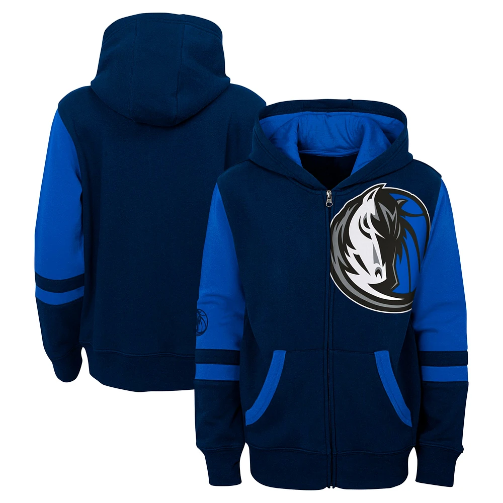 Sweat à capuche entièrement zippé bleu marine Dallas Mavericks Straight To The League pour enfants d'âge préscolaire