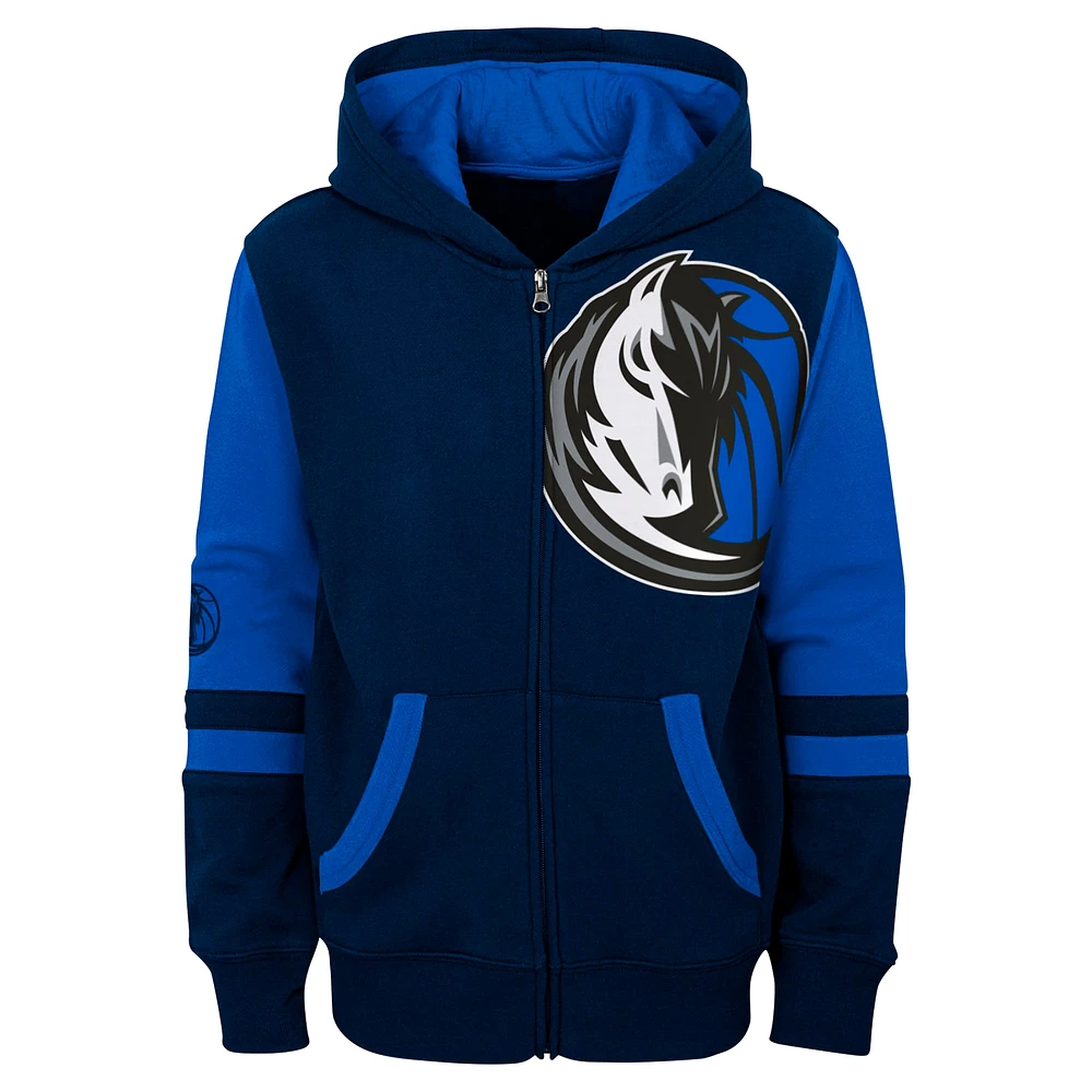 Sweat à capuche entièrement zippé bleu marine Dallas Mavericks Straight To The League pour enfants d'âge préscolaire